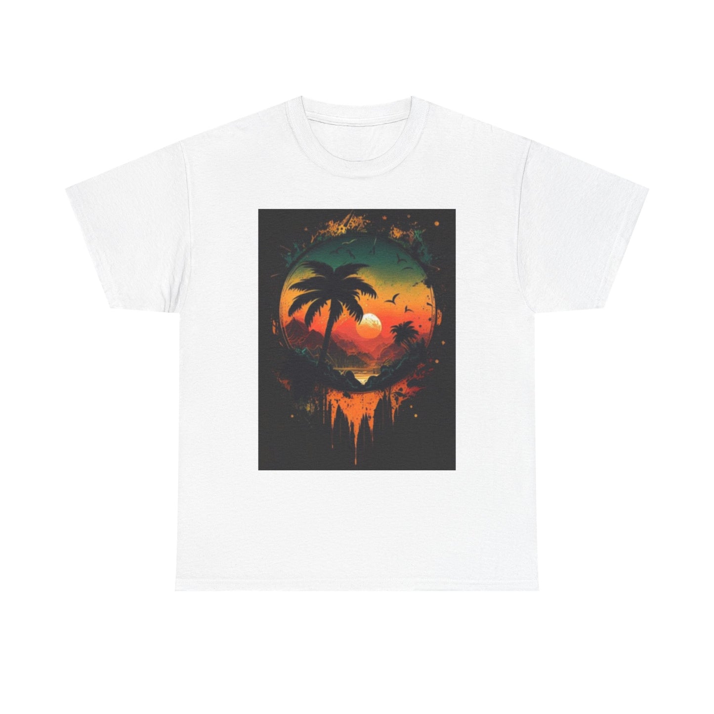 Tropical Sunset Unisex Cotton T-Shirt