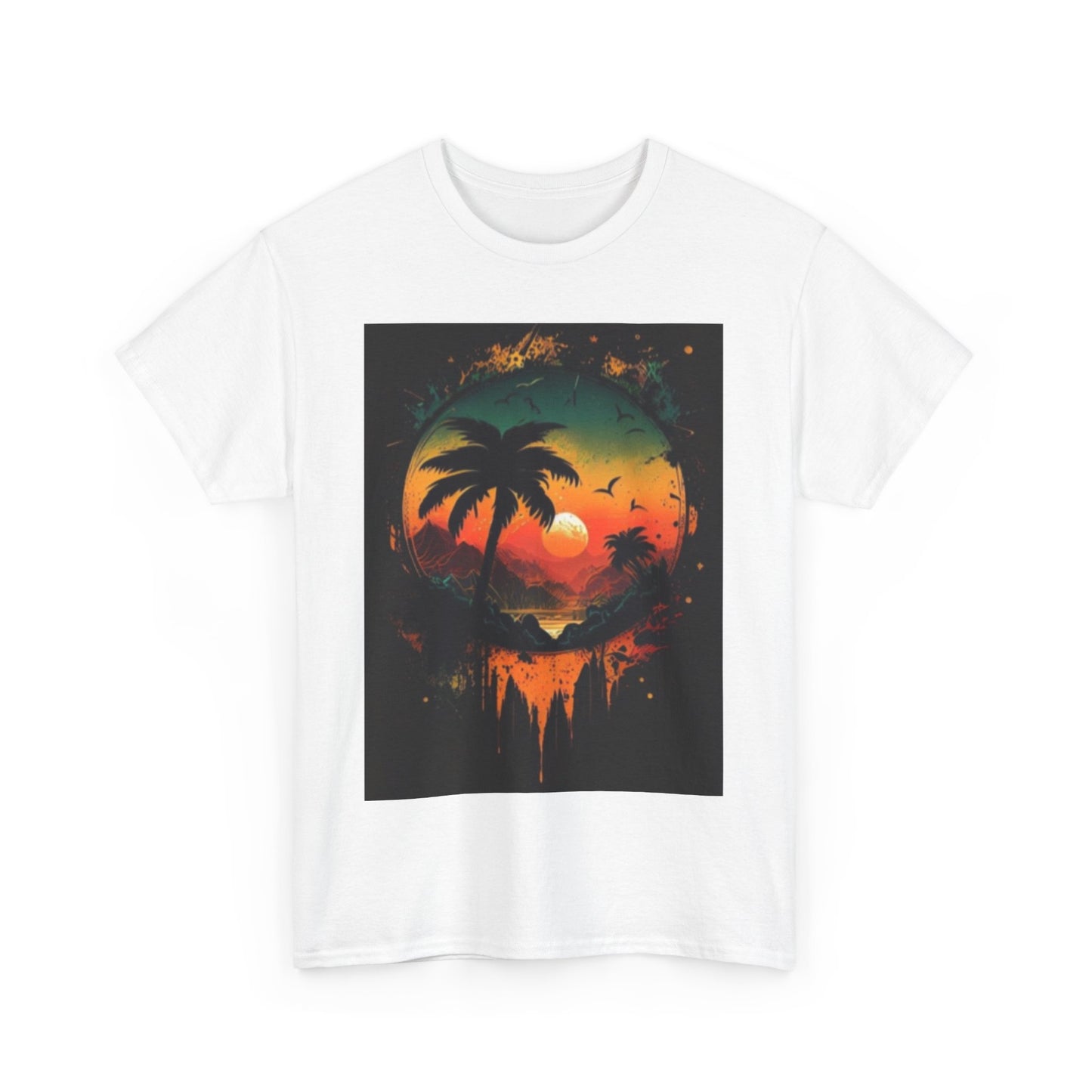 Tropical Sunset Unisex Cotton T-Shirt